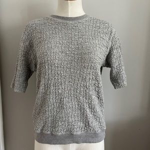 Sandro Paris Ta Python Grey Textured Knit Pullover Sweatshirt Sweater